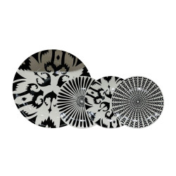 THYME ΠΙΑΤΟ ΓΛΥΚΟΥ SET 7ΤΜΧ 30x30x3cm NEW BONE CHINA ΛΕΥΚΟ ΜΑΥΡΟ