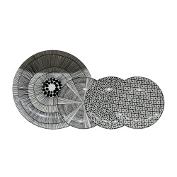 SERAX ΠΙΑΤΟ ΓΛΥΚΟΥ SET 7ΤΜΧ 30x30x3cm NEW BONE CHINA ΛΕΥΚΟ ΜΑΥΡΟ