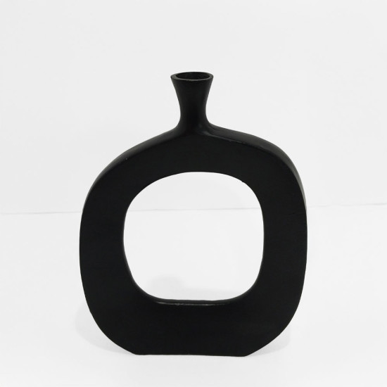 ABSTRACT OVAL ΒΑΖΟ 31x5x41cm ΑΛΟΥΜΙΝΙΟ ΜΑΥΡΟ
