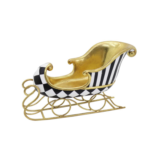 ABSTRACT SLEIGH ΧΡΙΣΤΟΥΓΕΝΝΙΑΤΙΚΟ ΔΙΑΚΟΣΜΗΤΙΚΟ ΕΛΚΗΘΡΟ 37x14x21cm POLYRESIN ΛΕΥΚΟ ΜΑΥΡΟ ΧΡΥΣΟ