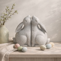 BUN BUN ΔΙΑΚΟΣΜΗΤΙΚΟ ΒΙΒΛΙΟΣΤΑΤΗΣ SET 2ΤΜΧ 22x9x18cm POLYRESIN ΜΠΕΖ