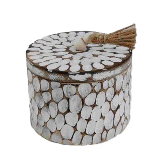 AMAR ΚΟΥΤΙ ΑΠΟΘΗΚΕΥΣΗΣ 16x16x12cm ΞΥΛΟ ΚΑΦΕ ΛΕΥΚΟ