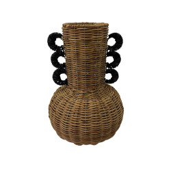 ARUNDO ΒΑΖΟ 24x24x35cm RATTAN ΦΥΣΙΚΟ ΦΥΣΙΚΟ ΜΑΥΡΟ