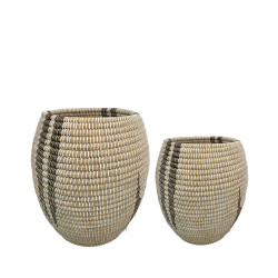 AKI ΚΑΛΑΘΙ SET 2ΤΜΧ 38x38x53cm KANSGRASS ΦΥΣΙΚΟ ΛΕΥΚΟ ΠΛΑΣΤΙΚΟ ΜΑΥΡΟ
